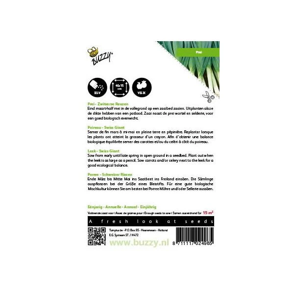 Prei Zwitserse Reuzen - Allium Porrum 2 Prei Zwitserse Reuzen - Allium Porrum - Afbeelding 2